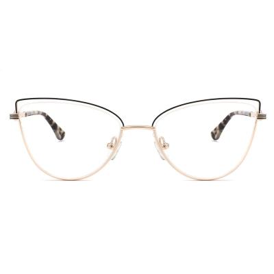 China Optical Frames Water Buffalo Angle Metal Eyeglass Frame Retro Eyeglass Frame Fashionable Hot Selling Female for sale