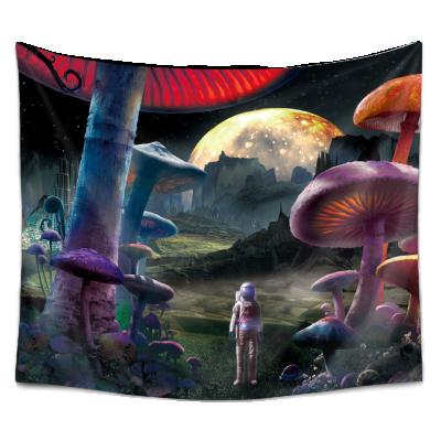 China Mushroom Single Tapestry Psychedelic Moon Nature Starry Landscape 60 x 90 inch for sale