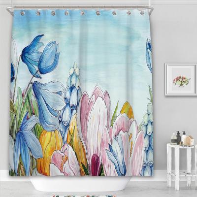 China Sustainable 3D Printing Unique Vintage Floral Waterproof Shower Curtain for sale