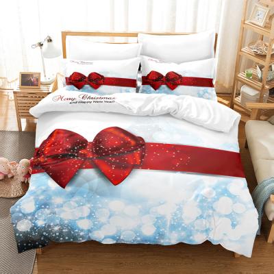 China Memory 3D Printing Customize Santa Bed Cover Set Polyester 3PC Bedding Set (1 Cover & 2 Pillowcases) for sale