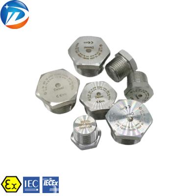 China NPT G IP66 Stainless Steel Metric Brass Waterproof Explosion Proof Male Threaded Stopping Plug With ATEx IECEx Certificate for sale