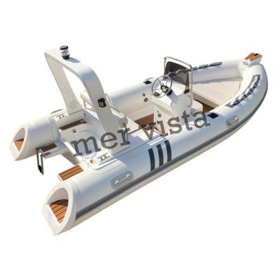 China Gear Racing CE Certificate Low Price Rigid Teak Floor Fiberglass Hull Rib 480 Inflatable Boat for sale