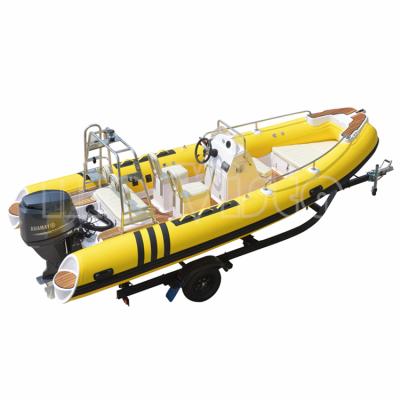 China Gear Racing Yellow RIB 520 Inflatable Hypalon 17ft Rib Boat With Outboard Engine for sale