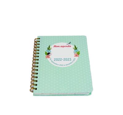 China Coil Spiral Thick Notepad Wire Gold Cardboard Cover Light Color Year Diary Comes With Stickers Student Life Record for sale