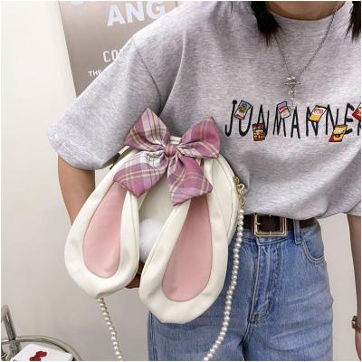 China Rabbit Bowknot Canvas One-Shoulder Vitality Japanese Cute Lightweight Cute Girl Women Messenger Bag Small Round Bags for sale