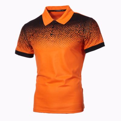 China Compressed Men's 3D Printed Polo Shirt Gradient Color Polo Shirt High Quality Active Gym Fitness Breathable Sports for sale