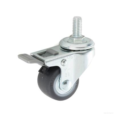 China Modern 1.5 Inch High Elastic TPR Threaded Stem Caster With Full Brake for sale