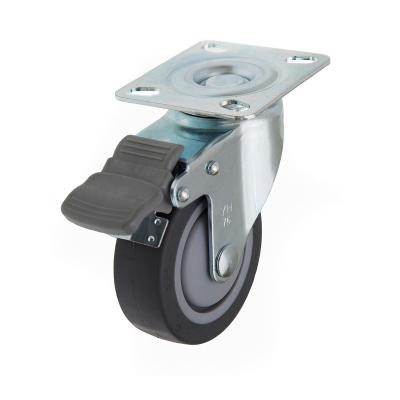 China Modern YH 3 Inch Flat With Full Brake TPR Caster for sale