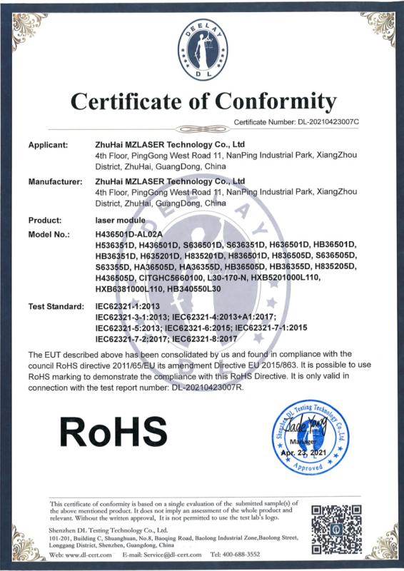 RoHS - Zhuhai MZLASER Technology Co., Ltd.