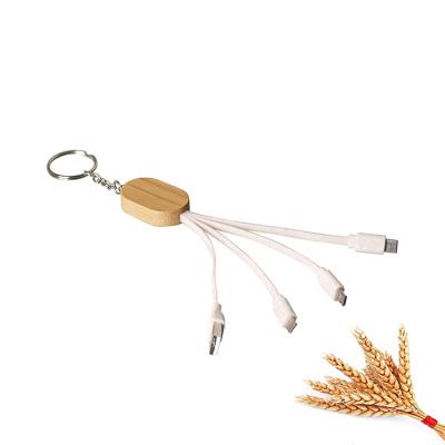 China Bamboo USB Charger Straw MP3/MP4 Player Wheat Charging Cable 4in1 for sale