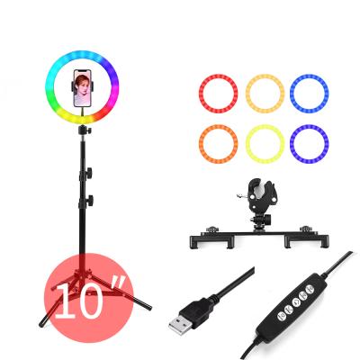 China Beauty Live Ring Light Tianmei 10 Inch 26cm CE Rohs FCC 8 Modes Dimmable Selfie Video RGB LED Ring Light With 1.6m Tripod Stand for sale