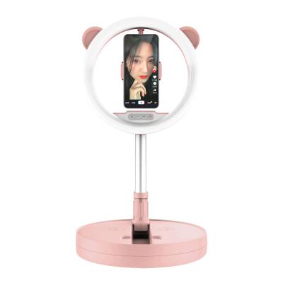 China Photogrphy Live G2 Touch Control Retractable Stand Selfie RingLight Charging Cat Ear Cell Phone Pink Ring Light USB 11 Inch for sale