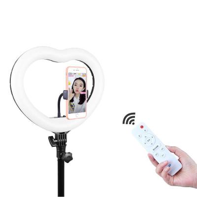 China Photogrphy Live Portable 12 Inch Heart Soft Shape Ring Light For Beauty Makeup Selfie Youtube Video for sale