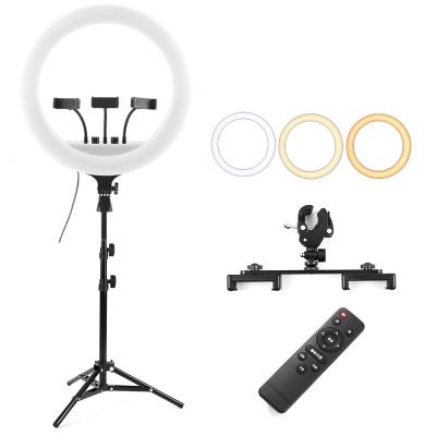 China ABS+PC or aluminum alloy Best Selling Led Circle Ring Light 14 inch with stand ringlight for selfie makeup for sale