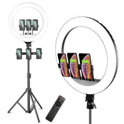 China ABS+PC or aluminum alloy 18 in studio ring light with phone 3 stand large 18 inch portable led live tripod m-45 rl-18 for sale