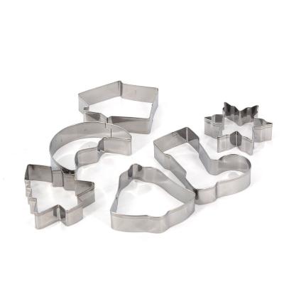 China Viable Hot Sales 6 Pcs Christmas Theme Stainless Steel Christmas Shape Cookie Cutter Set Packed In Tinbox Metal for sale