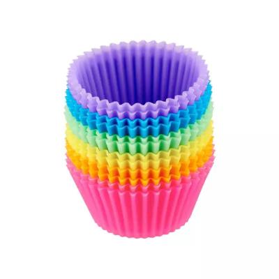 China Viable Reusable Colorful Silicone Cupcake Baking Cups And Cupcake Silicone Baking Cups Set For Cake Baking Tools for sale