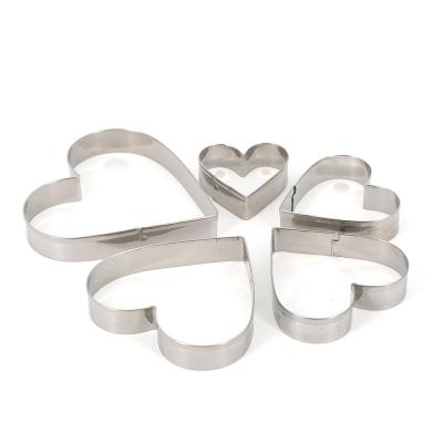 China Sustainable 5 Pcs High Quality Diy Baking Stainless Steel Heart Shape Cookie Cutter Set for sale