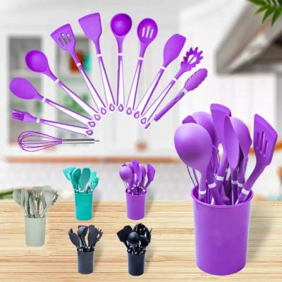 China Sustainable Kitchen Silicone Cookware 12 Piece Food Grade Silicone Kitchen Cooking Set for sale