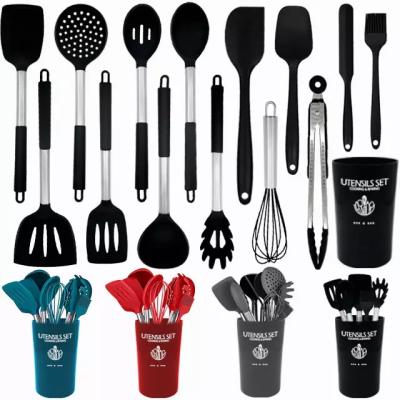 China Sustainable 15 Pieces Silicone Cooking Utensils Cookware Set , Nonstick And Heat Resistant Kitchenware for sale