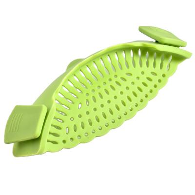 China Sustainable Kitchen Gadgets Multi Colors All Matched Silicone Food Strainer Kitchen Sheets Clip On Drainer Pots Wash Bowls for sale