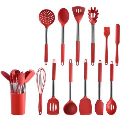 China Sustainable 14 Piece Kitchen Accessories Utensils Set Stainless Steel Handle Silicone Cooking Spatula Set Non Stick Kitchen Gadgets Tools for sale