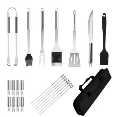 China Easily Cleaned BBQ Tools 3-21 PCS BBQ Combination Factory Wholesale Home Outdoor BBQ Grill Tool Kit New With Cloth Bag for sale