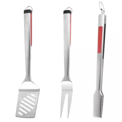 China Baking/Baking/BBQ Customized 3 Pcs Stainless Steel BBQ Tool Kit Grill Accessories Kitchen Cooking Sets for sale