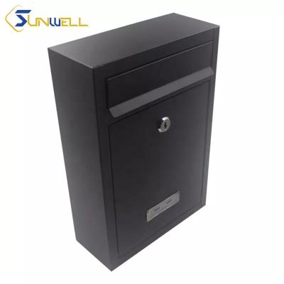 China Traditional Wall Mounted Rectangle Black Powder Coated Mailbox for sale