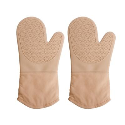 China Silicone Shell Kitchen Oven Mitts Oven Printed Waterproof Heat Resistant Gloves For BBQ Microwave Hot Glove for sale