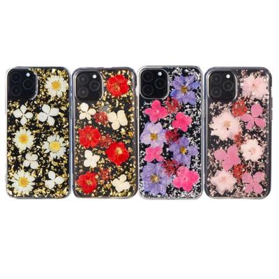 China 2020 New Arrival Protector Back Cover For iPhone 11 Real Flower Epoxy Pressed Phone Case for sale