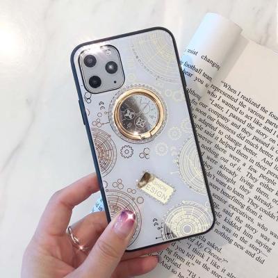 China Diamond Fashional Rhinestone Finger Ring Clock Phone Case For Apple iPhone 11 6.1