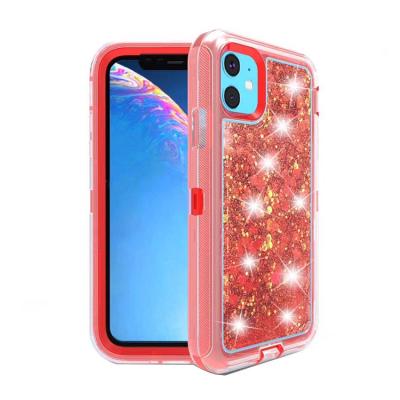 China 3 in 1 Shockproof Hybrid Defender Quicksand Phone Case Handset For iPhone 11 Pro Luxury Cell Phone Accessories Water Cover For Apple iPhone 11 Pro 5.8inch for sale