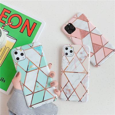 China IMD printed Amazon geometry gold stripe marble tpu hot selling phone case for iphone 11 11 pro 11 pro iPhone 11 6.1inch Max For Apple for sale