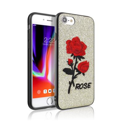 China Cheap Plastic Glitter Mobile Phone Case Cover For Apple iPhone 6 Mobile Accessories Beautiful Flower Cover For iPhone Handphone for sale