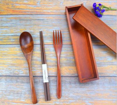 China Sustainable Tableware Bamboo Travel Spoon Setbamboo Spoon Fork Chopstick Travel Set for sale