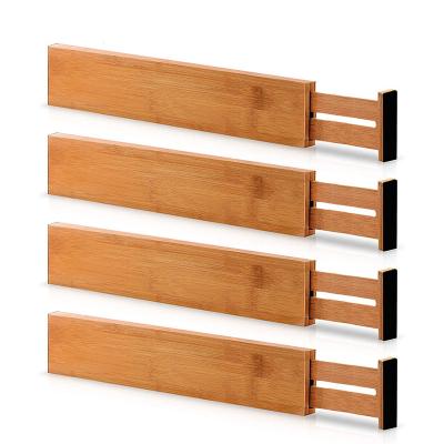 China Amazon Hot Sustainable Bamboo Drawer Organizer Retractable Divider Racks Custom Storage Divider for sale