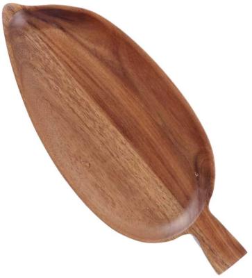 China Leaf Shape Wooden Serving Tray Wooden Serving Tray Solid Wood Perfect for Fruit Dessert Dinner Bread for sale