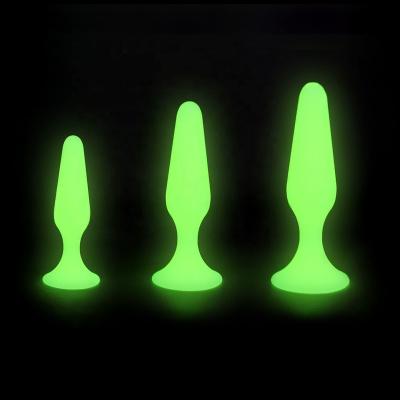 China High Elastic Novelties Toys Adult Sex Toys Luminous Butt Plug Set, Silicone Glow In The Dark Anal Plug for sale