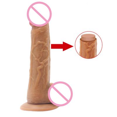 China Double layered design elastic 7 inch top selling silicone realistic double layered dildos for women for sale