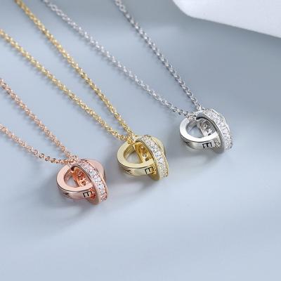 China Trendy Zircon 925 Sterling Silver Necklace Moonstone Diamond Pendant For Necklace Personalized charm TRENDY geometric choker jewelry for sale