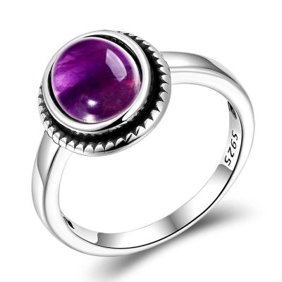 China Personalized High Quality Trendy Unisex Jewelry Inlay Amethyst Vintage Copper Rings for sale