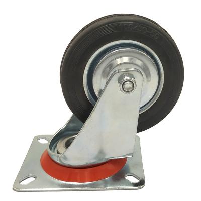 China Wholesales 8 Inch Rigid Steel Core Industrial Caster With Black Rubber Wheel for sale