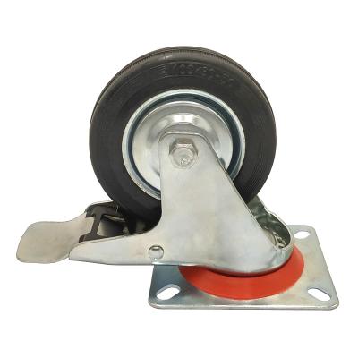 China PIVOT 4 Inch Total Lock Hard Rubber Industrial Trolley Wheels Caster for sale