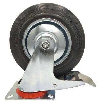 China Rigid Steel Rim 200mm Center Lock Metal Fork Industrial Caster Wheels for sale