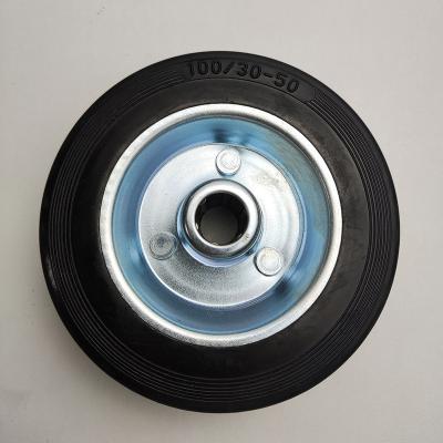 China Anti - Corrosion Industrial 100mm Wheels With Steel Hub Rubber Rim for sale