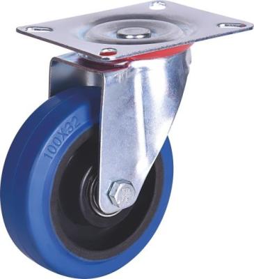 China PIVOT 4 Inch Industrial Swivel Caster With Blue Elastic Rubber Wheel for sale