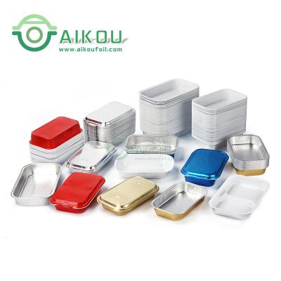 China Food Colored Disposable Aluminum Foil Take Out Meal Box Packaging Airline Food Container Food Tray for sale