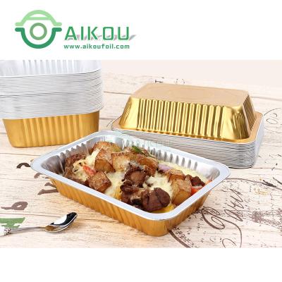 China Disposable Safe/Microwave Oven/Colorful/Eco-friendly Disposable Gold Box Aluminum Foil Tray For BBQ Grill for sale