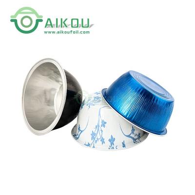 China Round Shape Baking Disposable Small Size Cup With Paint Disposable Aluminum Foil Cupcake Baking Cups With Plastic Lid for sale